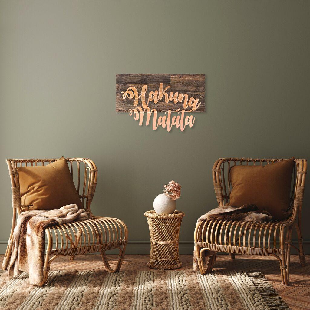 Wallity dzидна декорација Hakuna Matata метална декорација, 38 x 58 см, кафеава