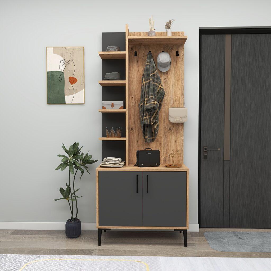 Полица за чевли Hanah Home Julendor со машна, 74,4x33x182,8 см, Антрацит