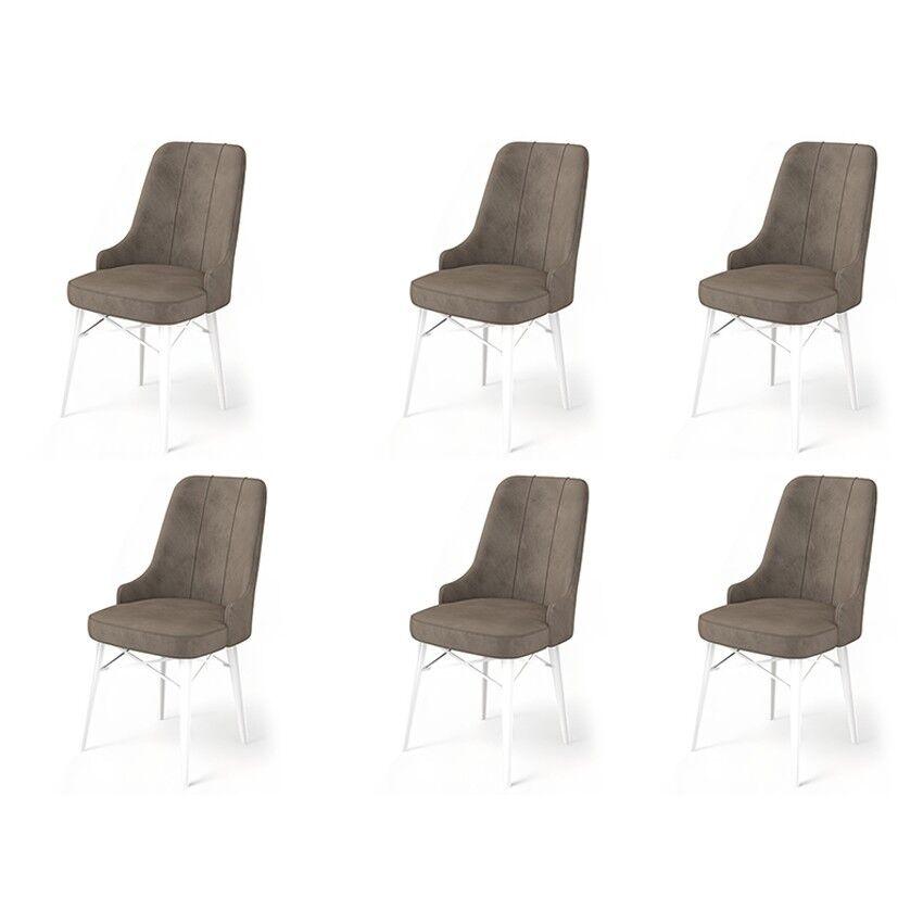 Комплет столчиња Hanah Home Pare, 46x94x46 см, 6 парчиња, бело-кафеава