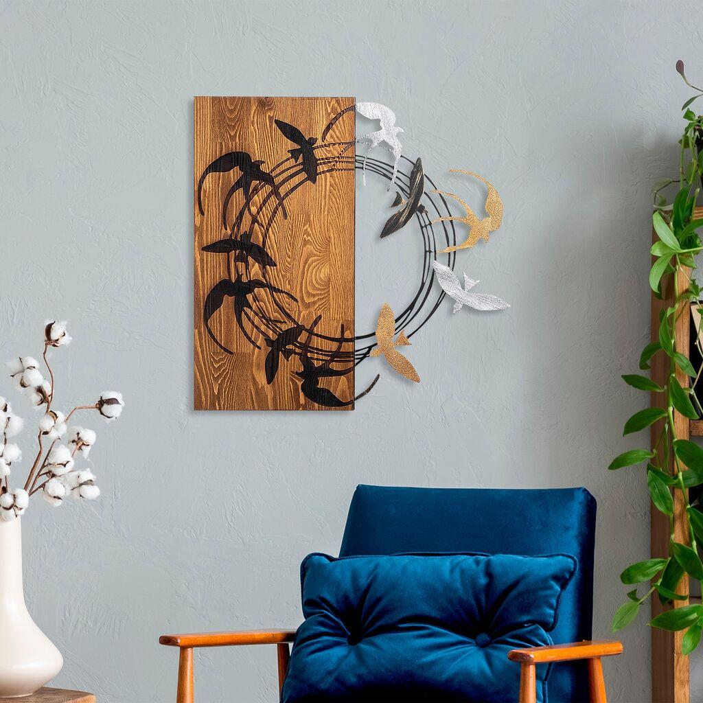 Wallity декорација за dzид Спирални птици 2, 58 x 58 см, кафеава