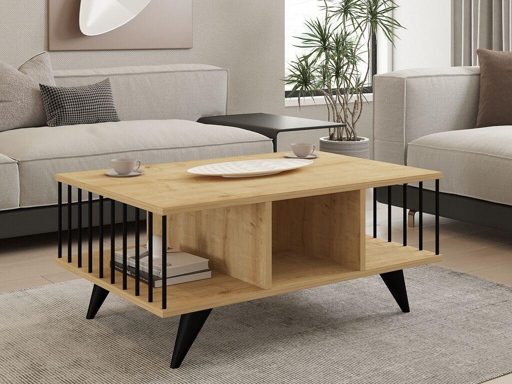 Маса Hanah Home Club Bert, 90x40x60 см, беж-црна