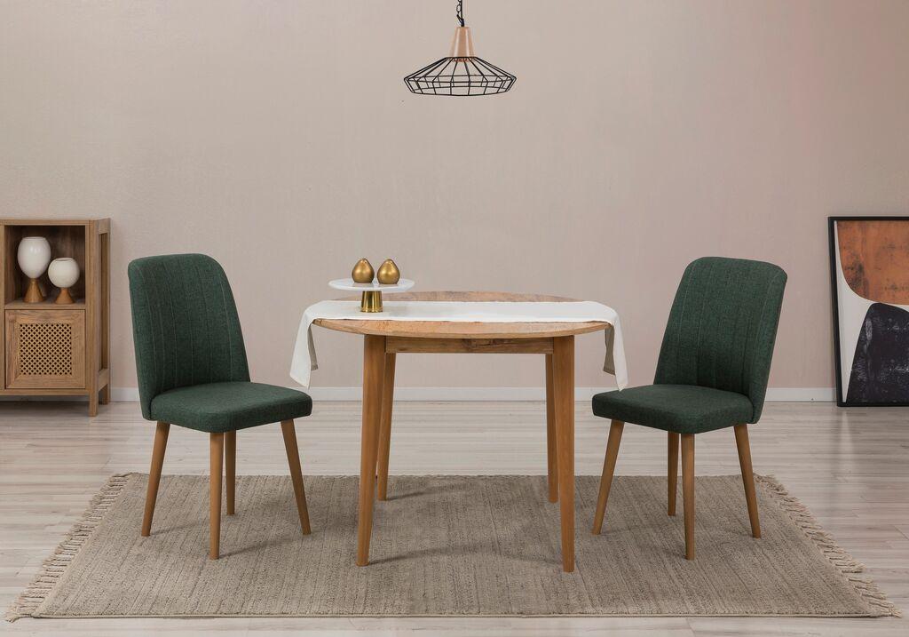 Трпезариска маса и столчиња Hanah Home Vina 1070, кафеаво-зелена
