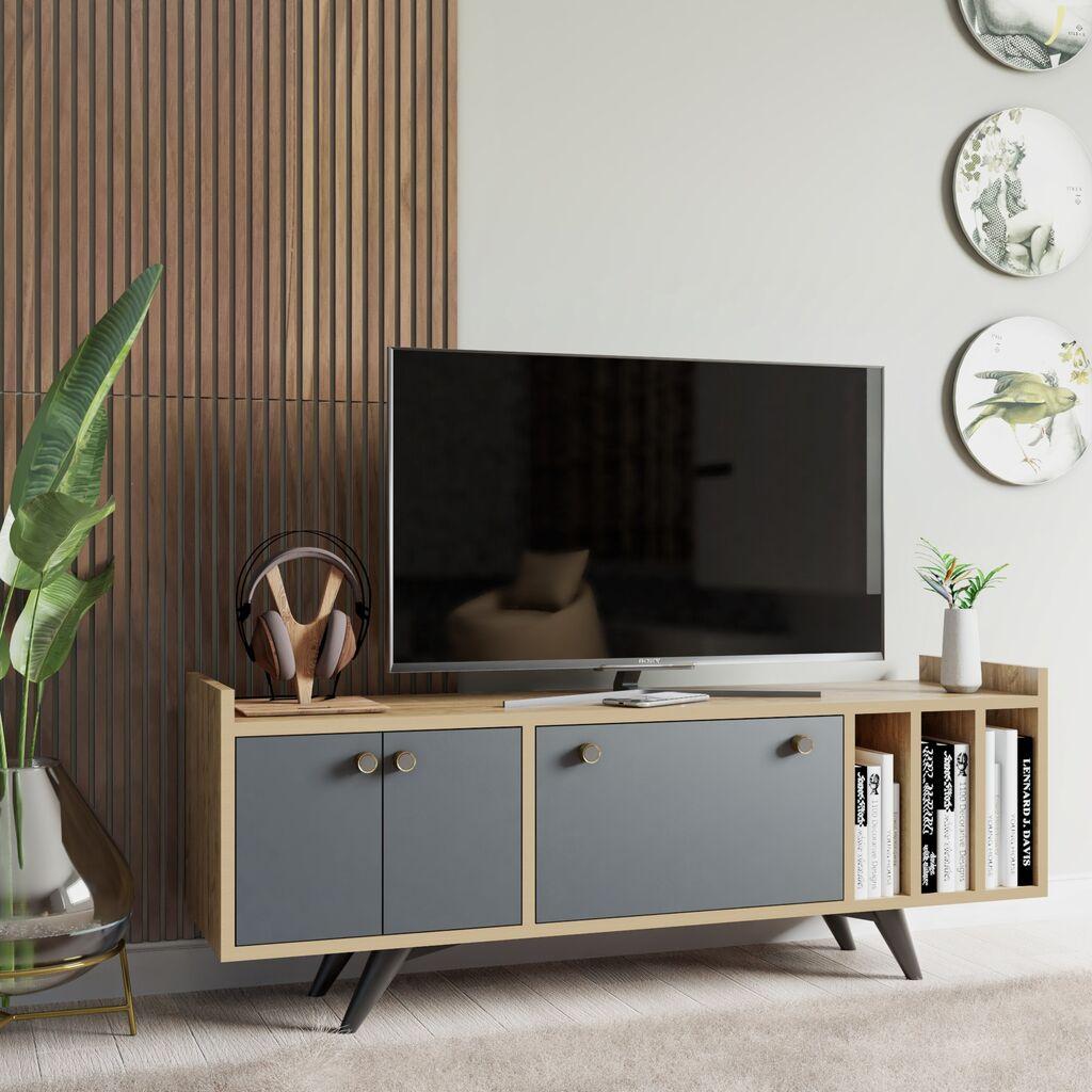 Комода за телевизор Hanah Home Maribor, 150x40x62 см, антрацит-даб