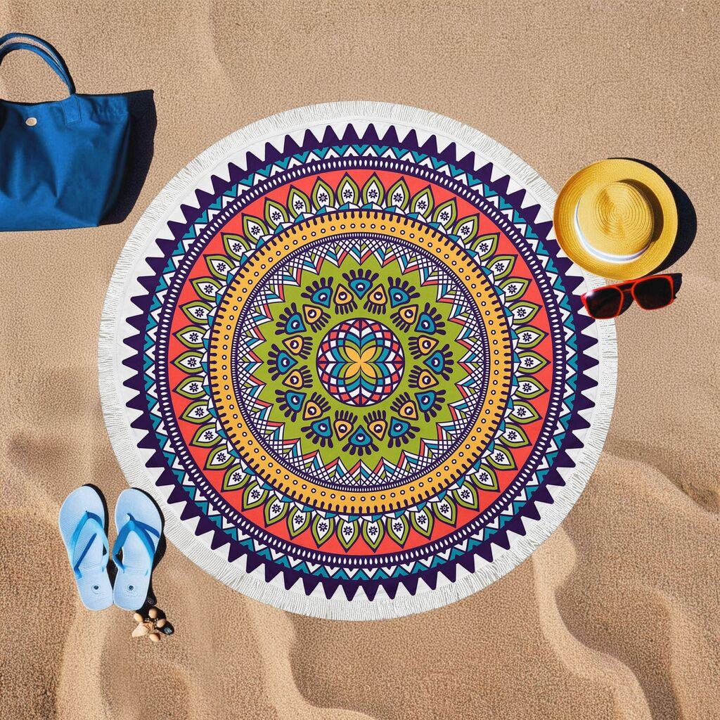 Пешкир за плажа L'essentiel Maison Renkli Mandala, 150x150 см, во боја