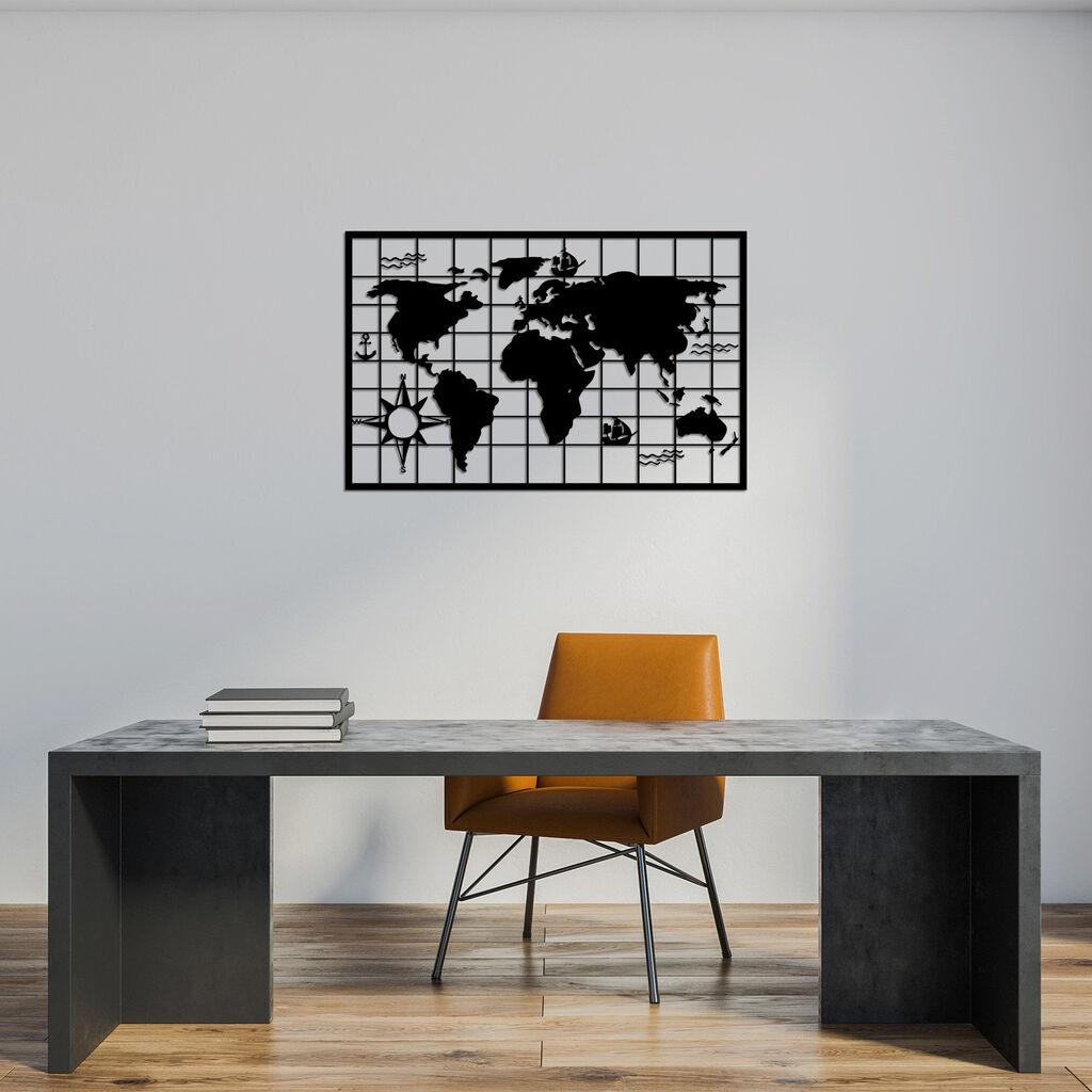Wallity dzидна декорација Светска мапа 7, 90 x 58 см, црна