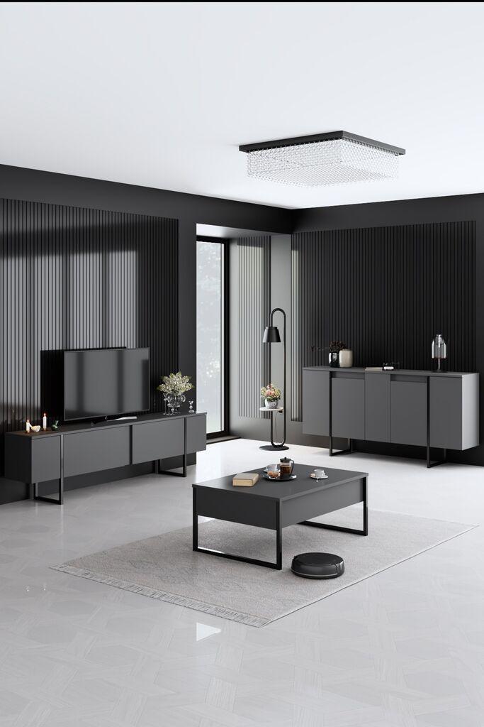 Комплет мебел за дневна соба Hanah Home Luxe, црн
