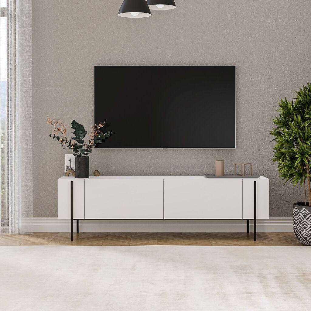 Комода за телевизор Hanah Home Herman, 160x45,6x31,4 см, бела