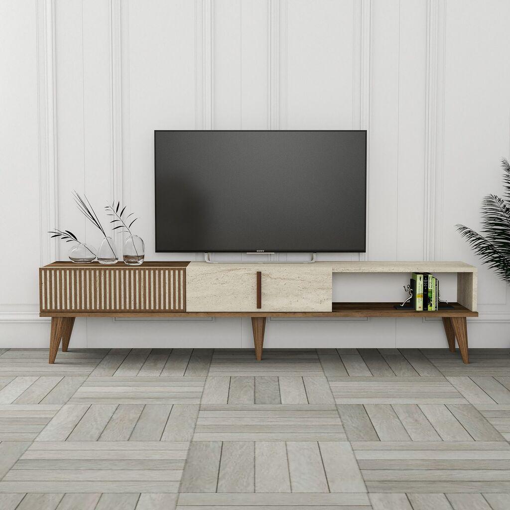 Комода за телевизор Hanah Home Milan, 180x40x35 см, кафеаво-сива