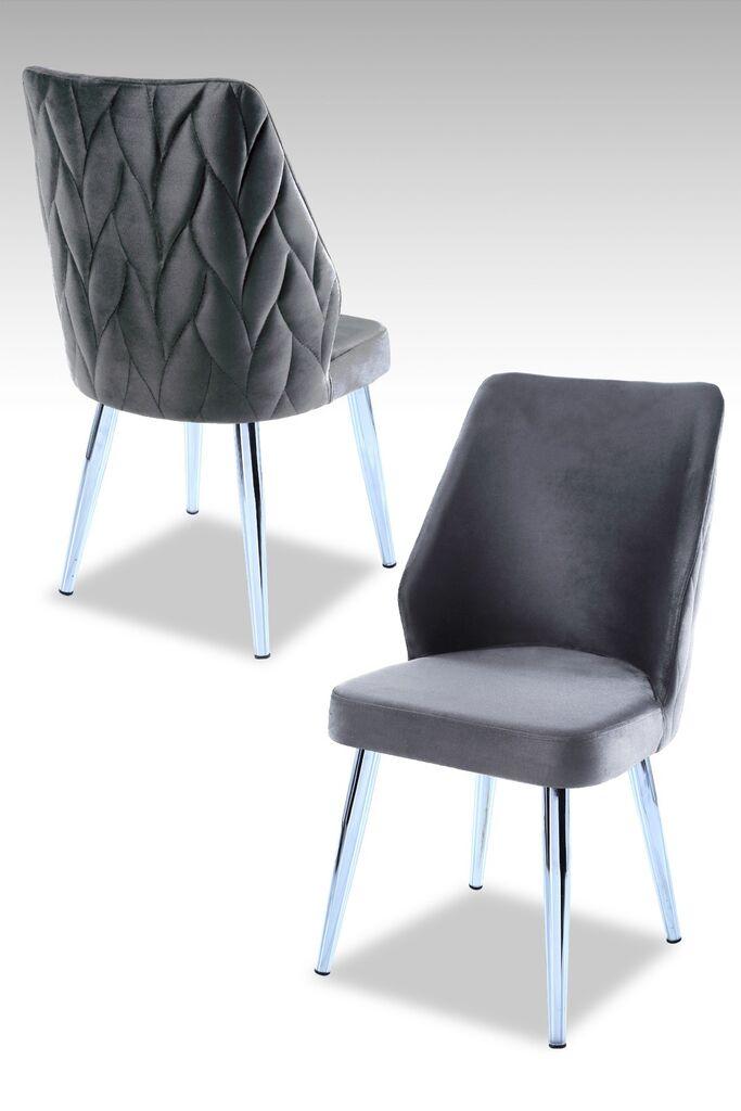 Комплет столчиња Hanah Home Poufy, 48x90x43 см, 4 парчиња, сребрено-сива боја