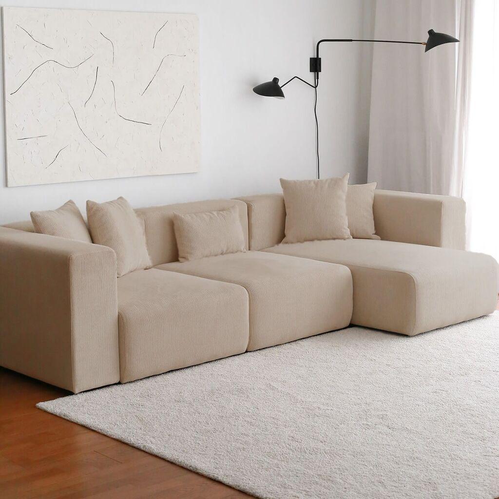 Аголна гарнитура софа Atelier del Yolo, 110x305x68 см, беж