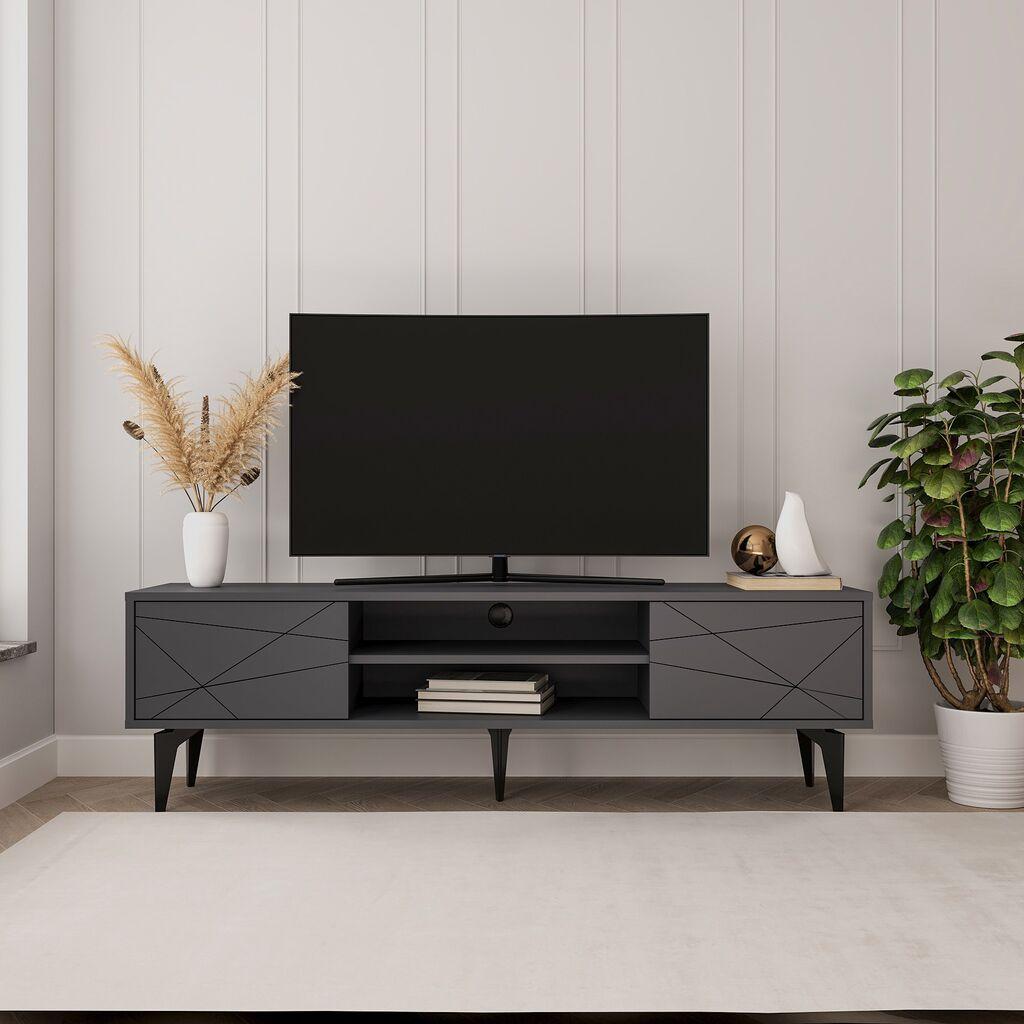 Комода за телевизор Hanah Home Brandon, 160x48.2x39.6 cm, Антрацит