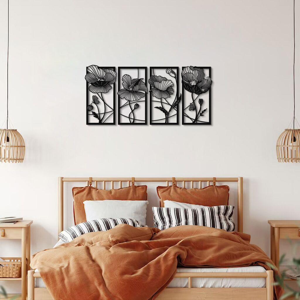 Wallity декорација за dzид Blossom-APT573MS, 95x46 см, 1,5 мм, црна