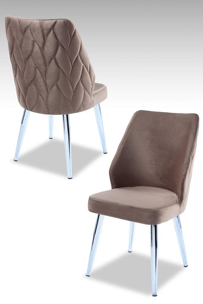 Комплет столчиња Hanah Home Poufy, 48x90x43 см, 4 парчиња, сребрено-кафеава боја