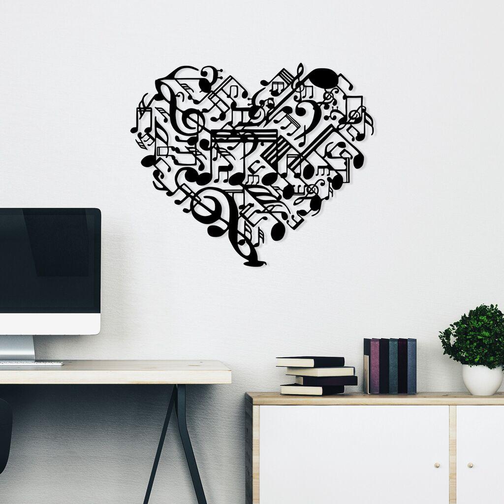 Wallity dzидна декорација Музичко срце, 60 x 74 см, црна