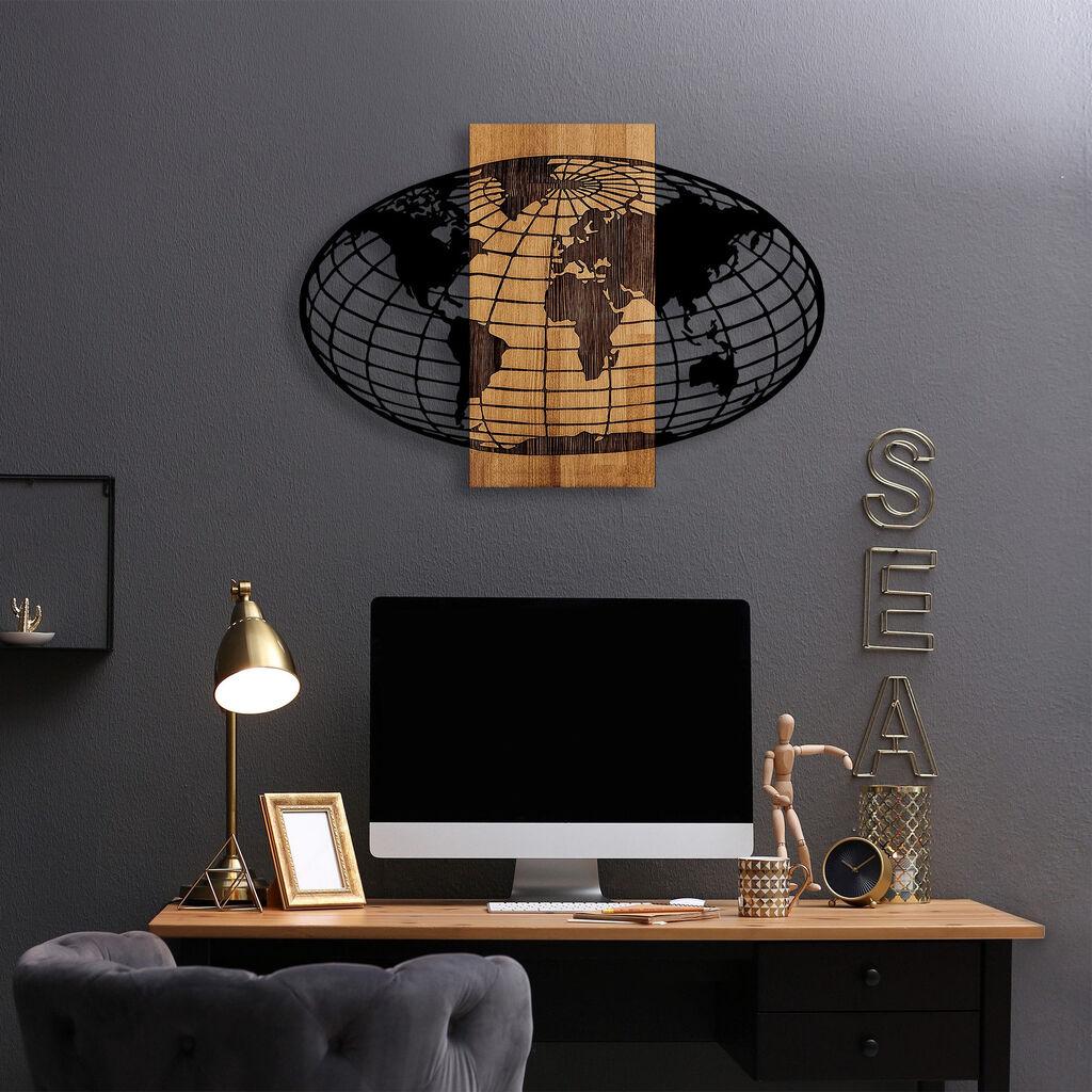 Wallity декорација за dzид Светска мапа - 332, 87x3x58 см, црна