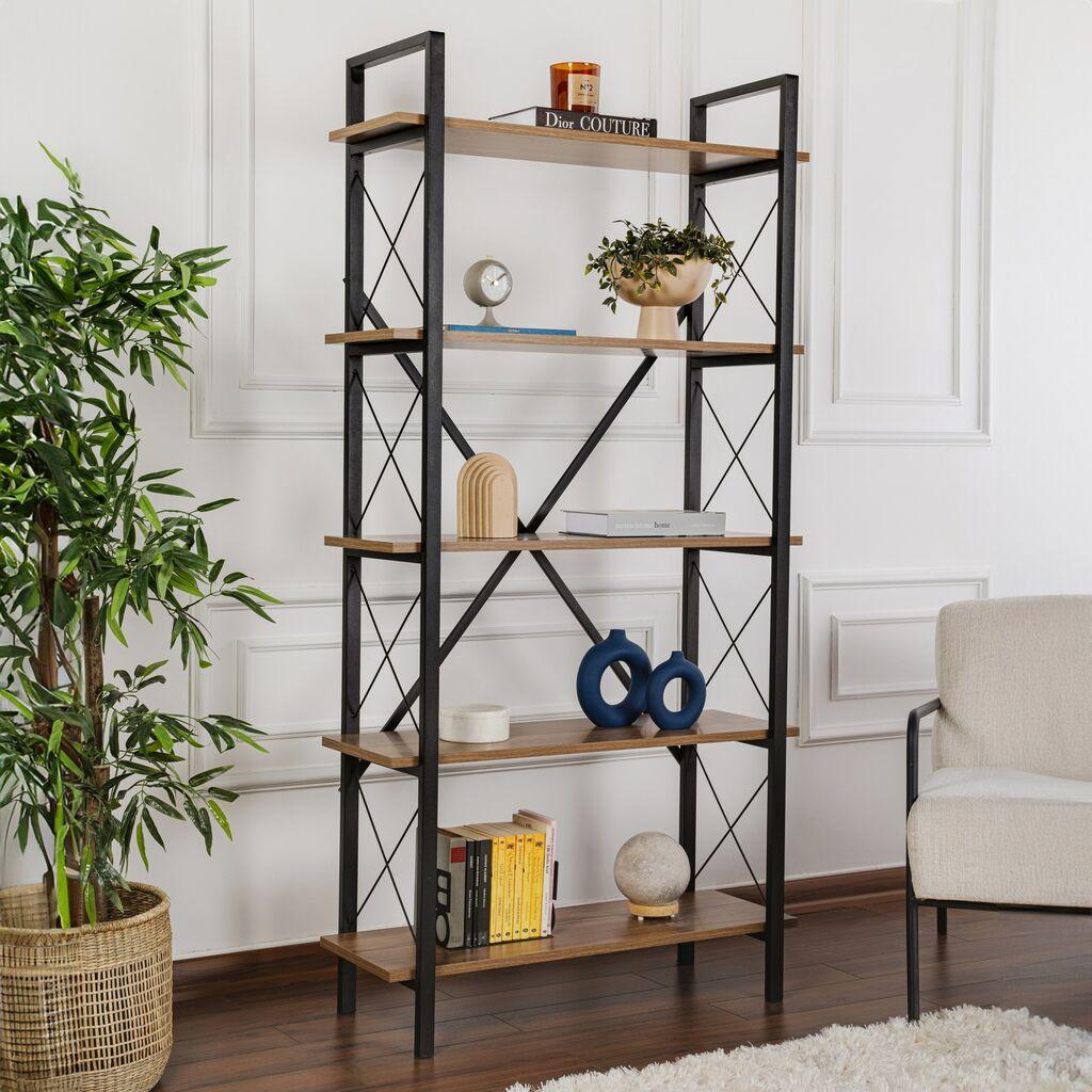 Полица за книги Hanah Home Elysian, 90x180x33.5 см, орев