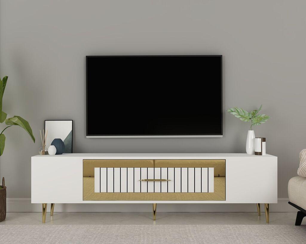 ТВ кабинет Hanah Home Decolp3, 150x48,2x29,6 см, бело-златна боја