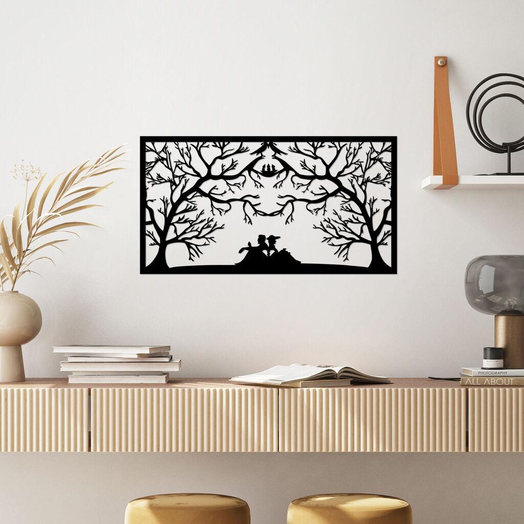Wallity декорација за dzид „Птичјо гнездо Љубовници" - 499, 37 x 70 см, црна