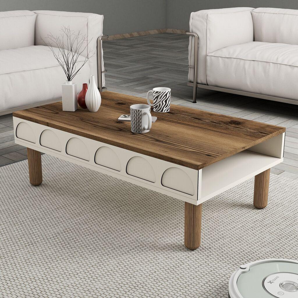 Маса Hanah Home Club Bohem 853, 180x35.6x60 см, кремасто-кафеава