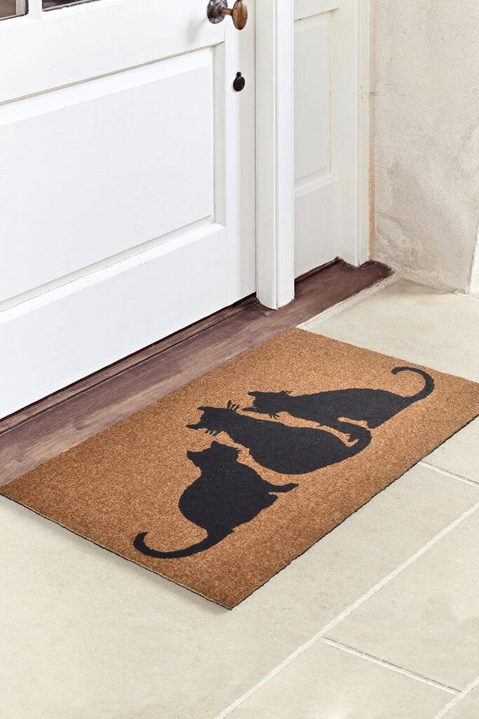 Conceptum Hypnose Kediler Doormat, кафеаво-црна
