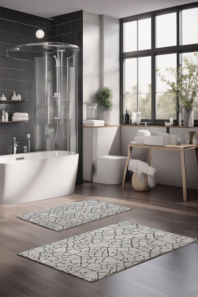 Комплет подлоги за бања L'essentiel Maison CT-5348, 2 парчиња, сиви