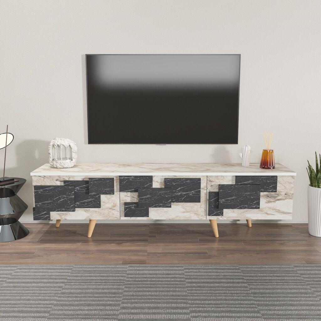 ТВ кабинет Hanah Home 3D, 160x45x35 см, крем боја