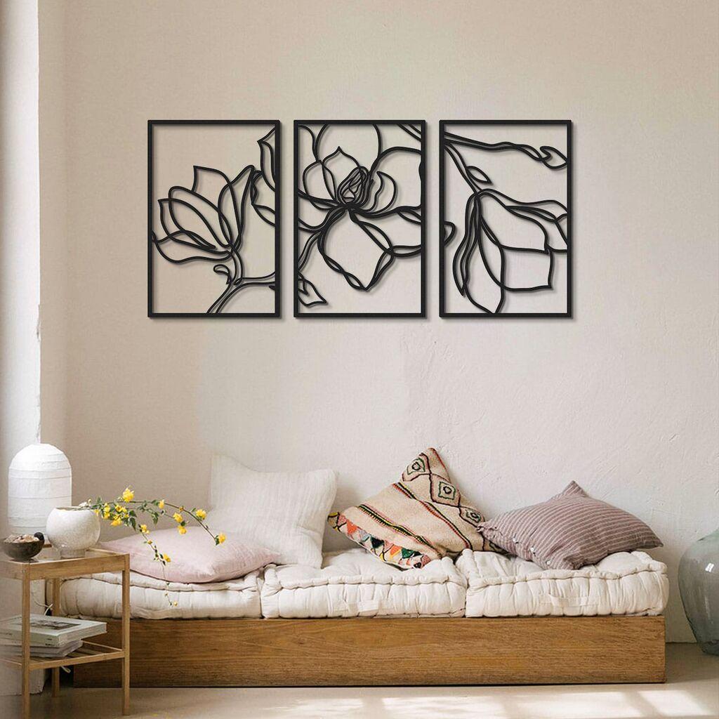 Wallity декорација за dzид Floral Line-APT529MS, 30x45 см, 1,2 мм, црна