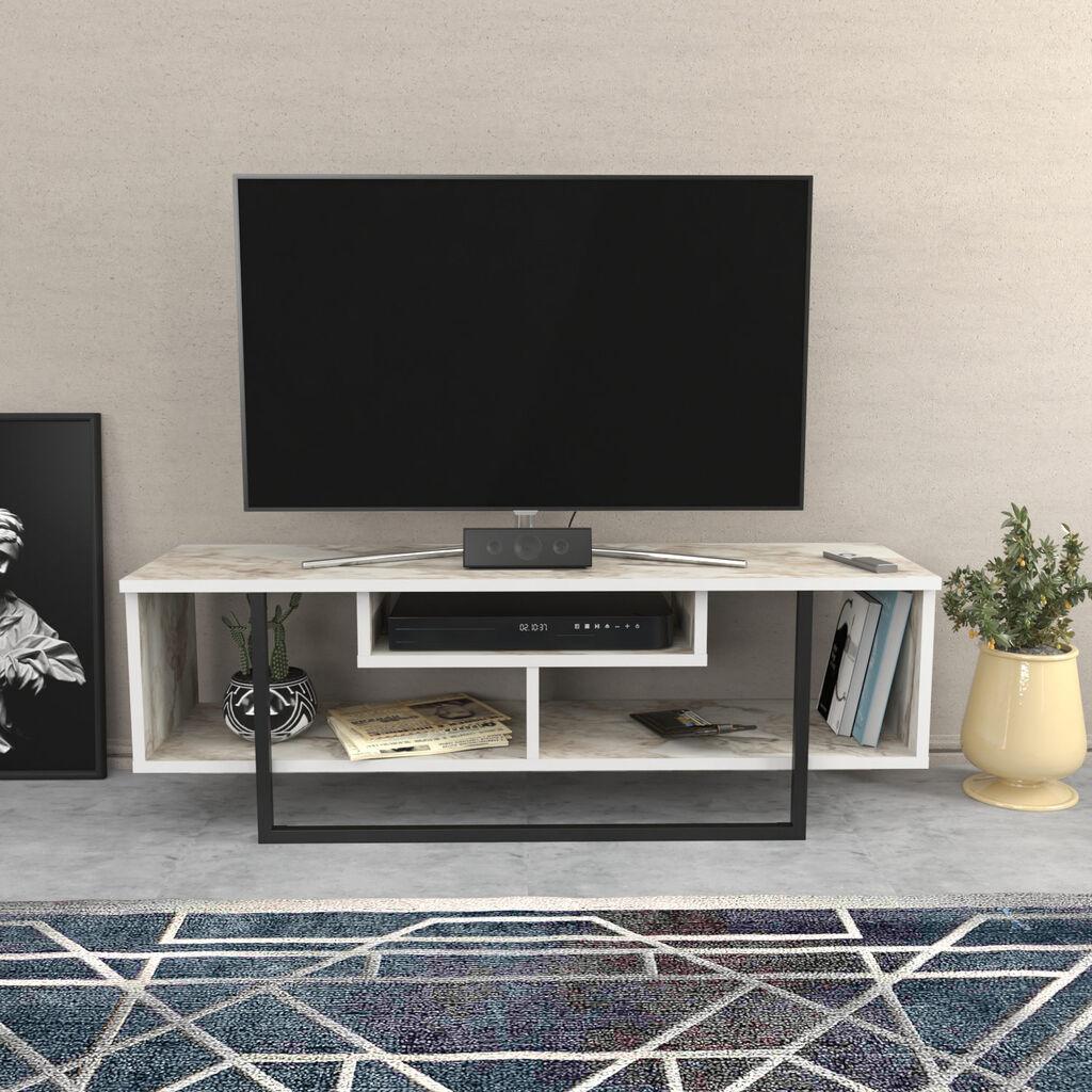 Комода за телевизор Hanah Home Asal 120, 120x40.2x35.2 см, бела-црна