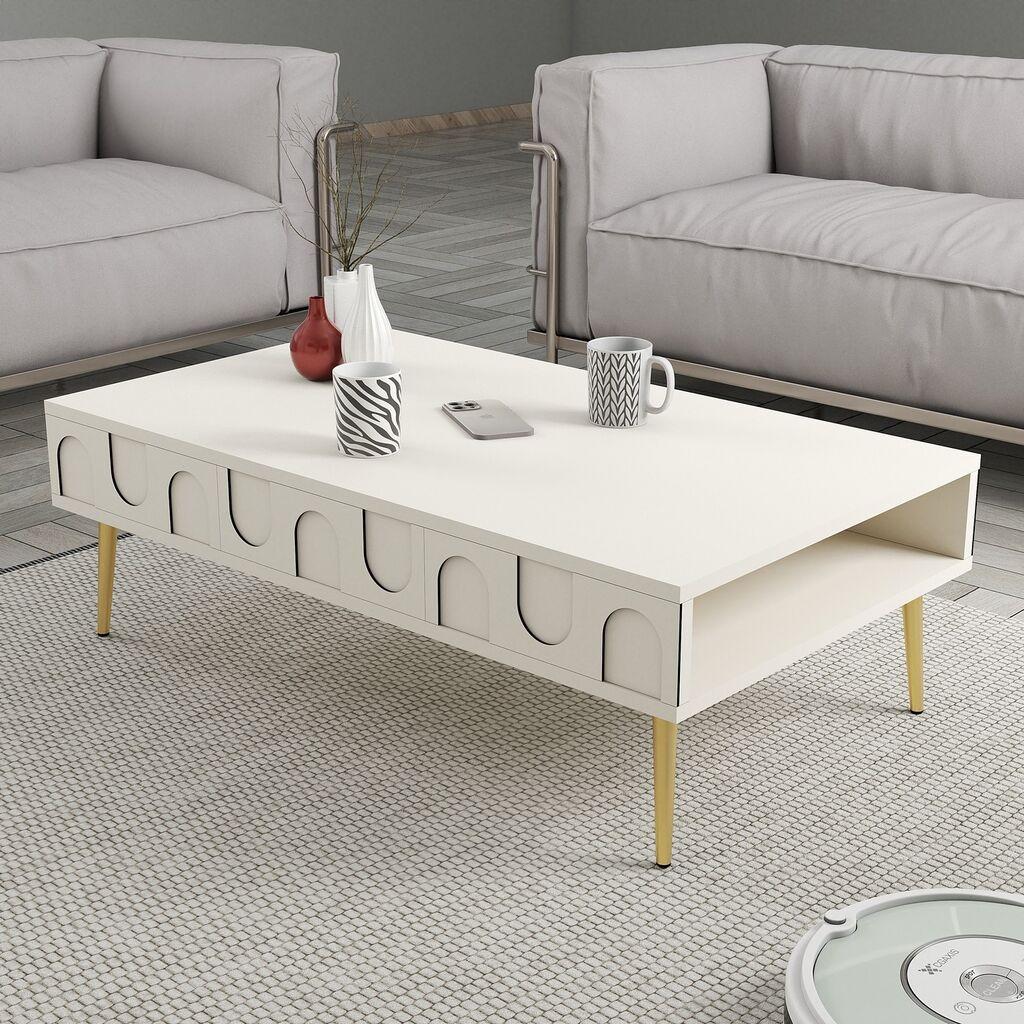 Маса Hanah Home Club Lyon 33, 105x33.6x60 см, сиво-златна боја
