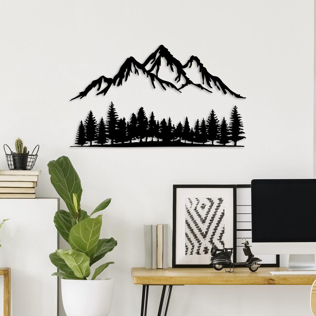 Wallity декорација за dzид Природа и планина - 3, 70 x 40 см, црна
