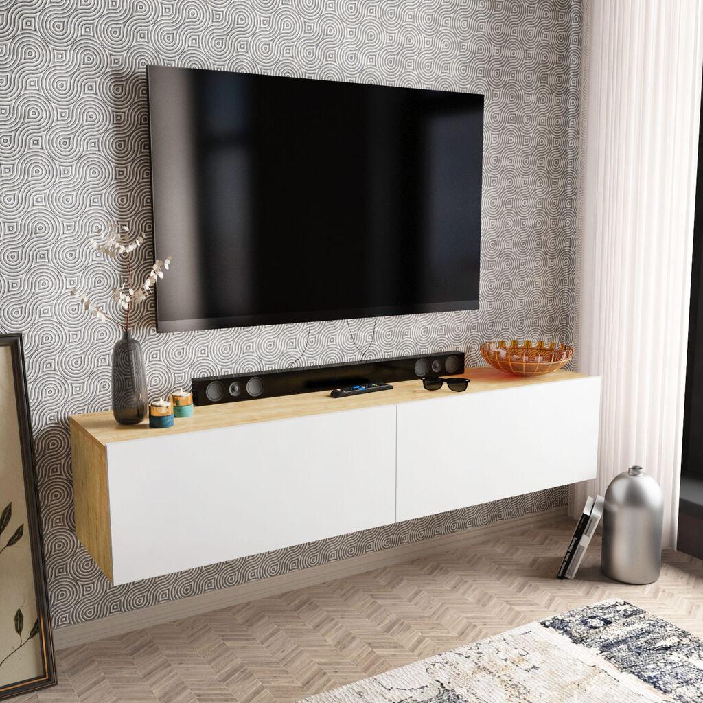 ТВ кабинет Hanah Home Poling, 159,7 см, бело-кафеава