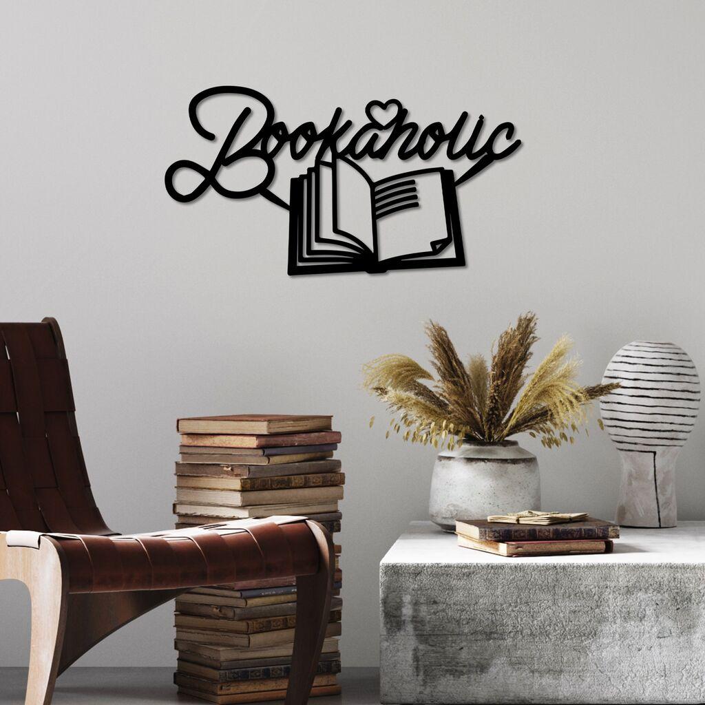 Wallity декорација за dzид Book a Holic, 58x30 см, црна