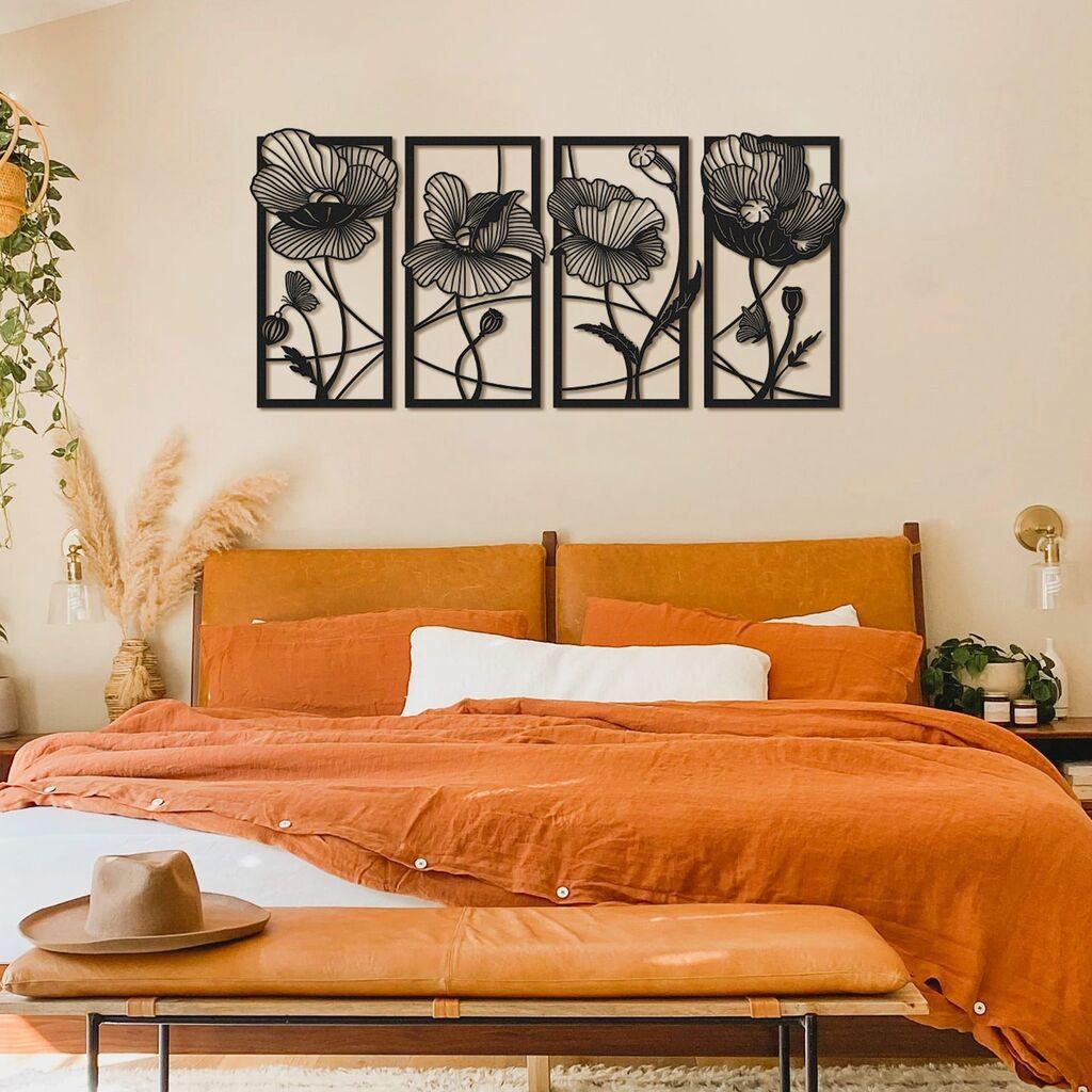 Wallxpert APT573LS Dzидна декорација „Цвет", 135x63 см, црна