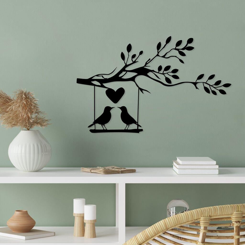 Wallity декорација за dzид Love Of Birds, 44 x 70 см, црна