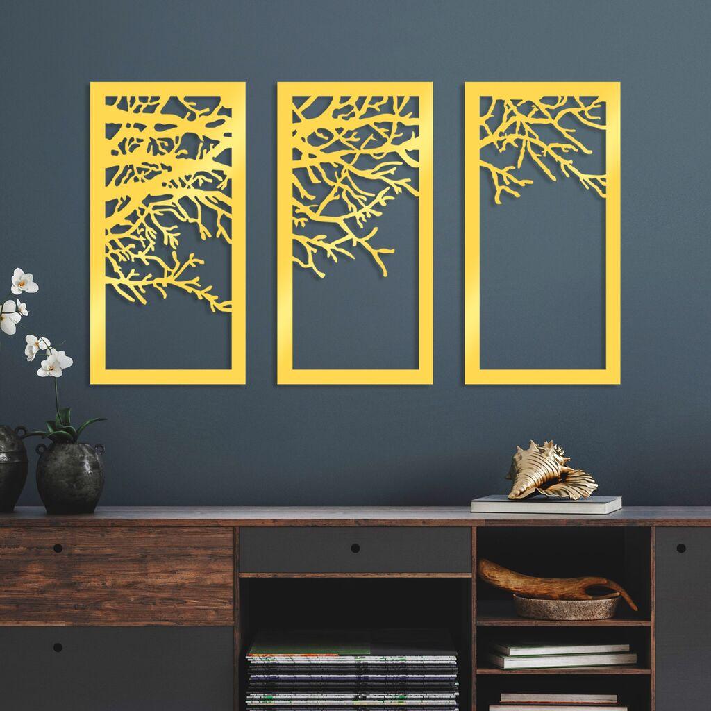 Wallity dzидна декорација Златна тројна елка 1, 36 x 70 см, златни бои