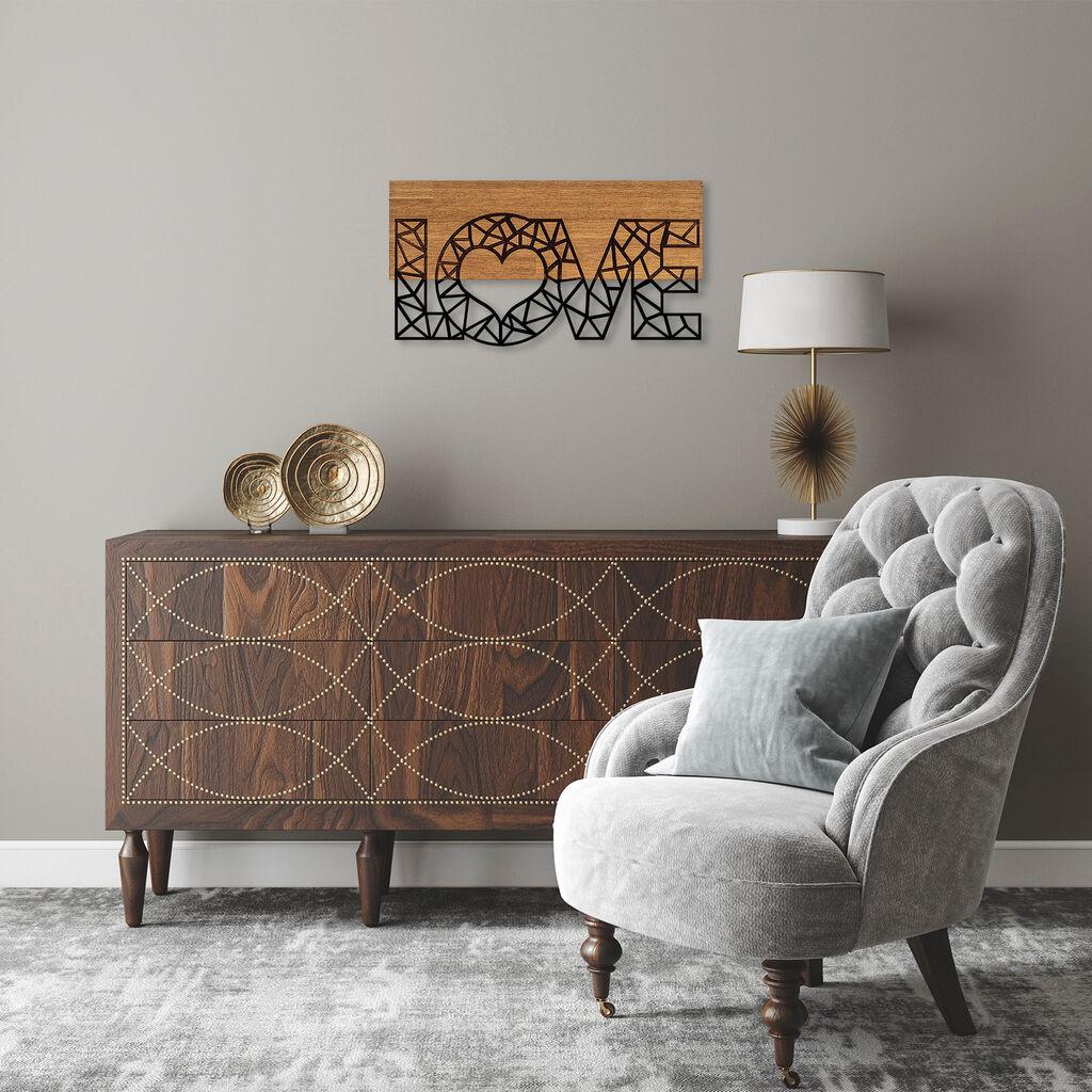 Wallity декорација за dzид Love - 323, 58 x 3 x 30 см, црна