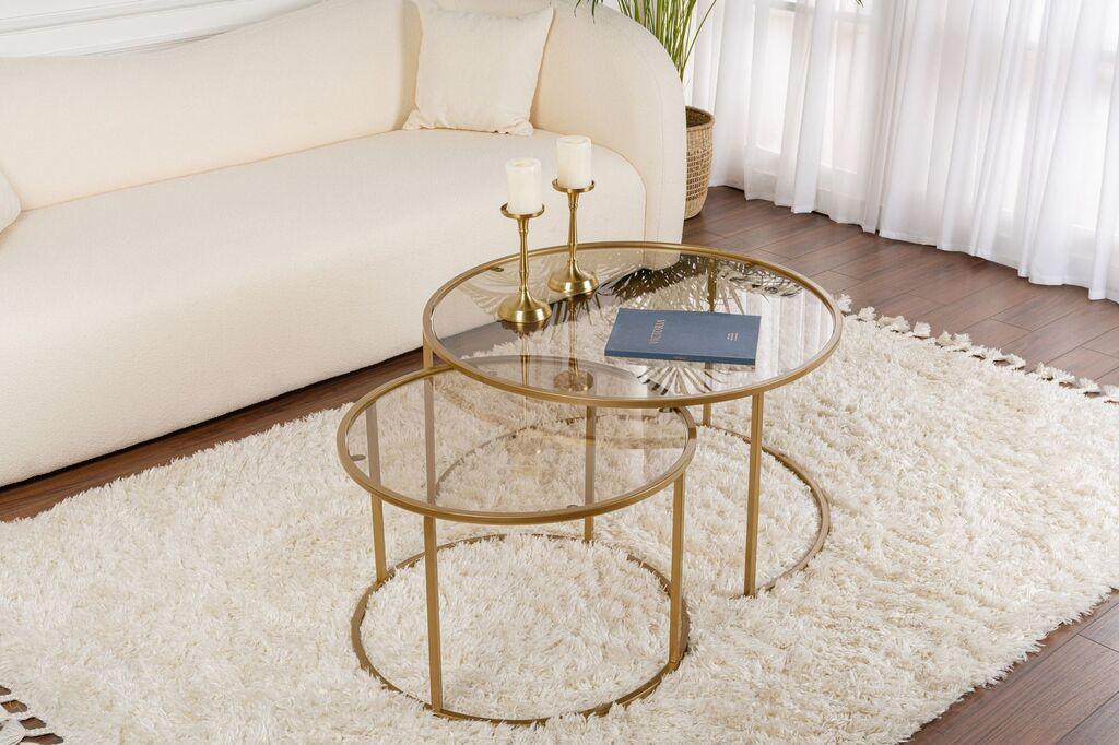Комплет за маса Hanah Home Klub Aurum, 80x80x43 см, 60x60x39 см, 2 парчиња, златни бои