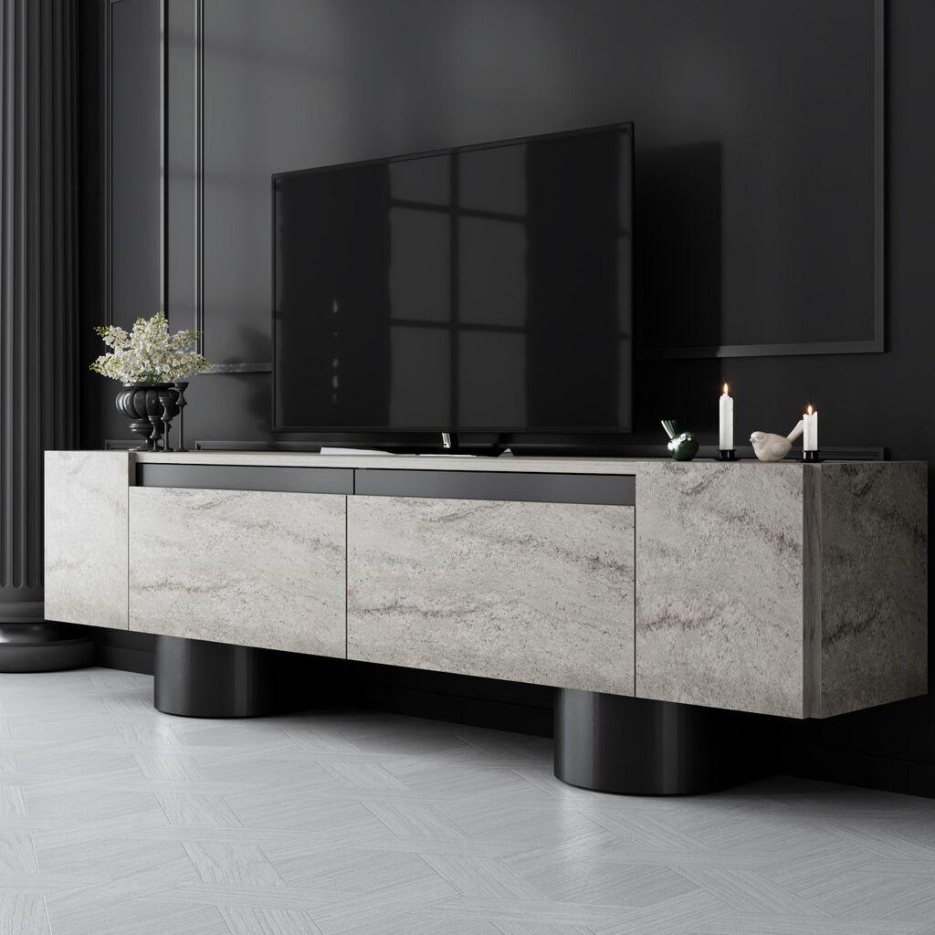 Комода за ТВ Hanah Home Bohem, 180x50x30 см, сиво-црна