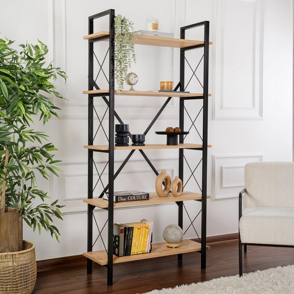 Полица за книги Hanah Home Elysian, 90x180x33.5 см, даб