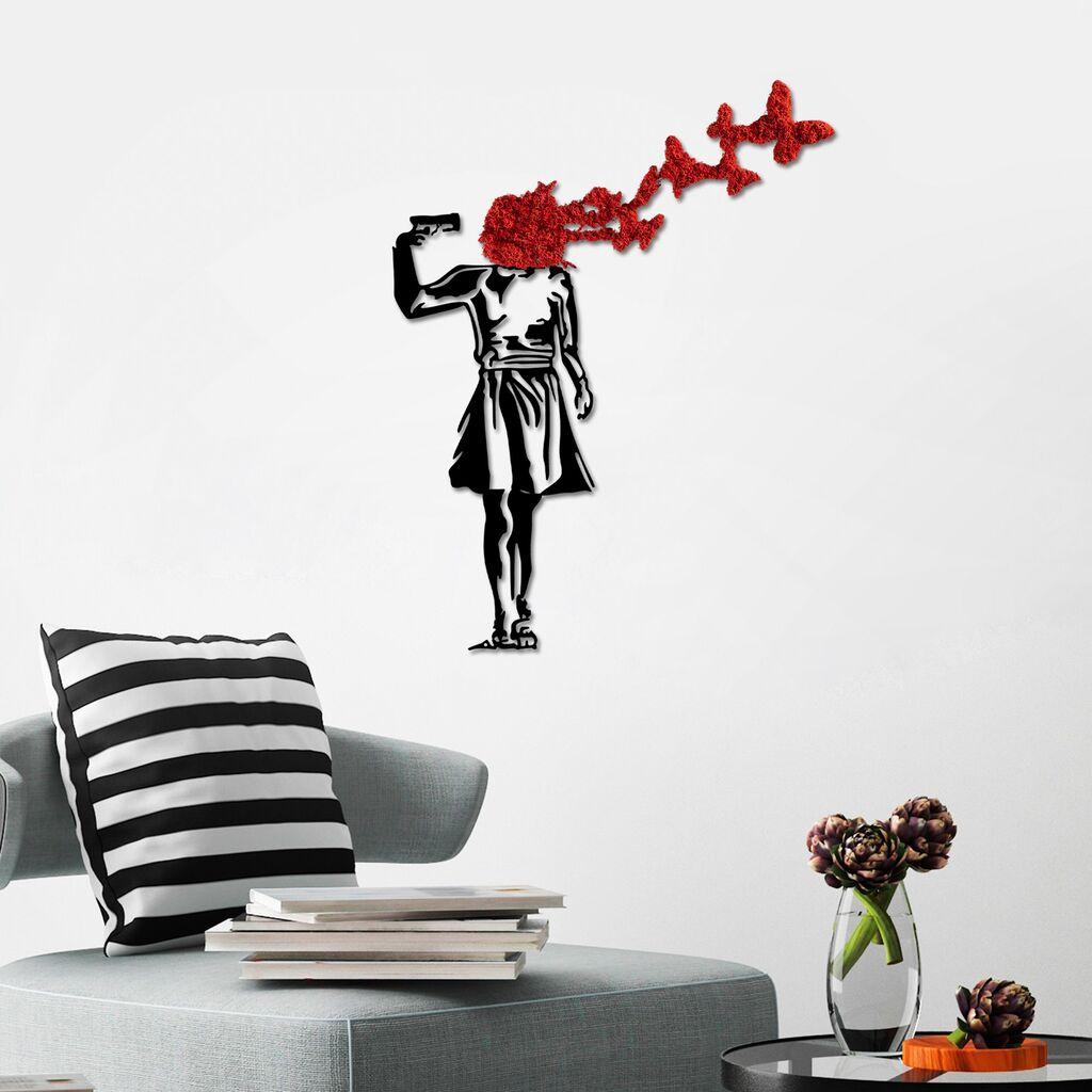 Wallity декорација за dzид Banksy-9-1, 66x51 см, 1,5 мм, црно-црвена