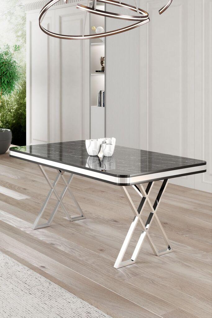 Трпезариска маса Hanah Home Vals, 130x74x80 см, хромирана