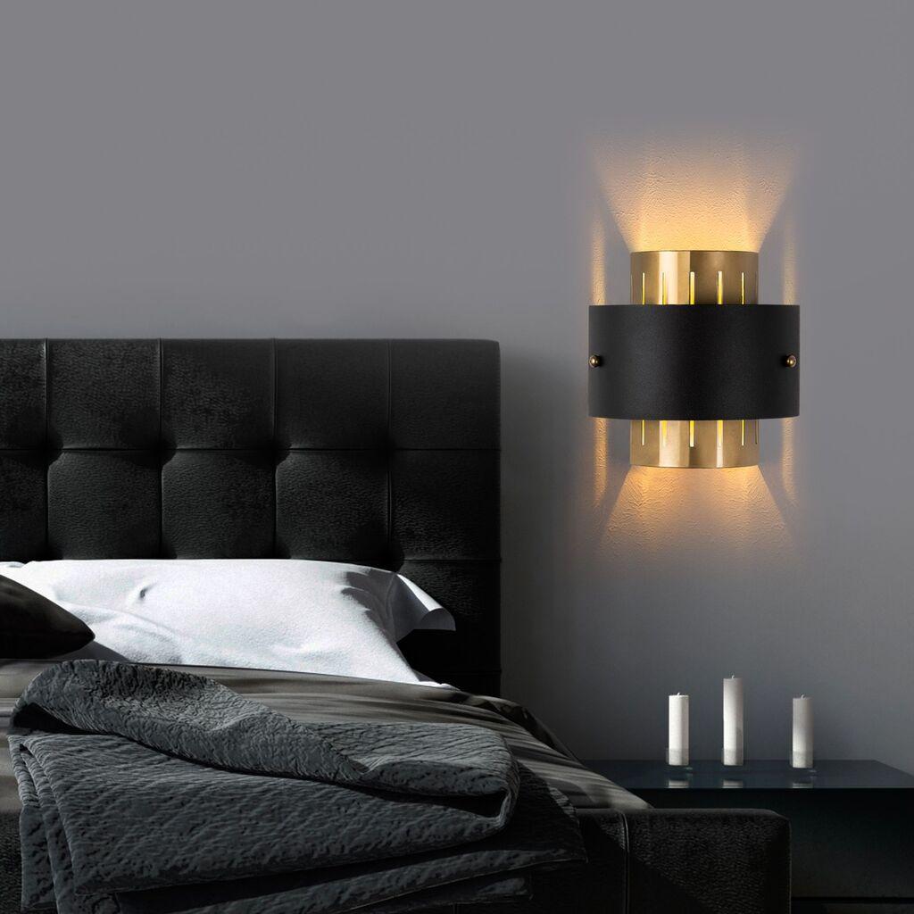 Opviq dzидна светилка Noctra-15351, 24x25x15cm, IP20, златно-црни бои