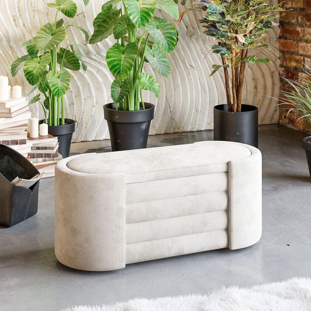 Клупа Atelier del Sofa Rose во кутија, 105 см x 42 см x 42 см, крем