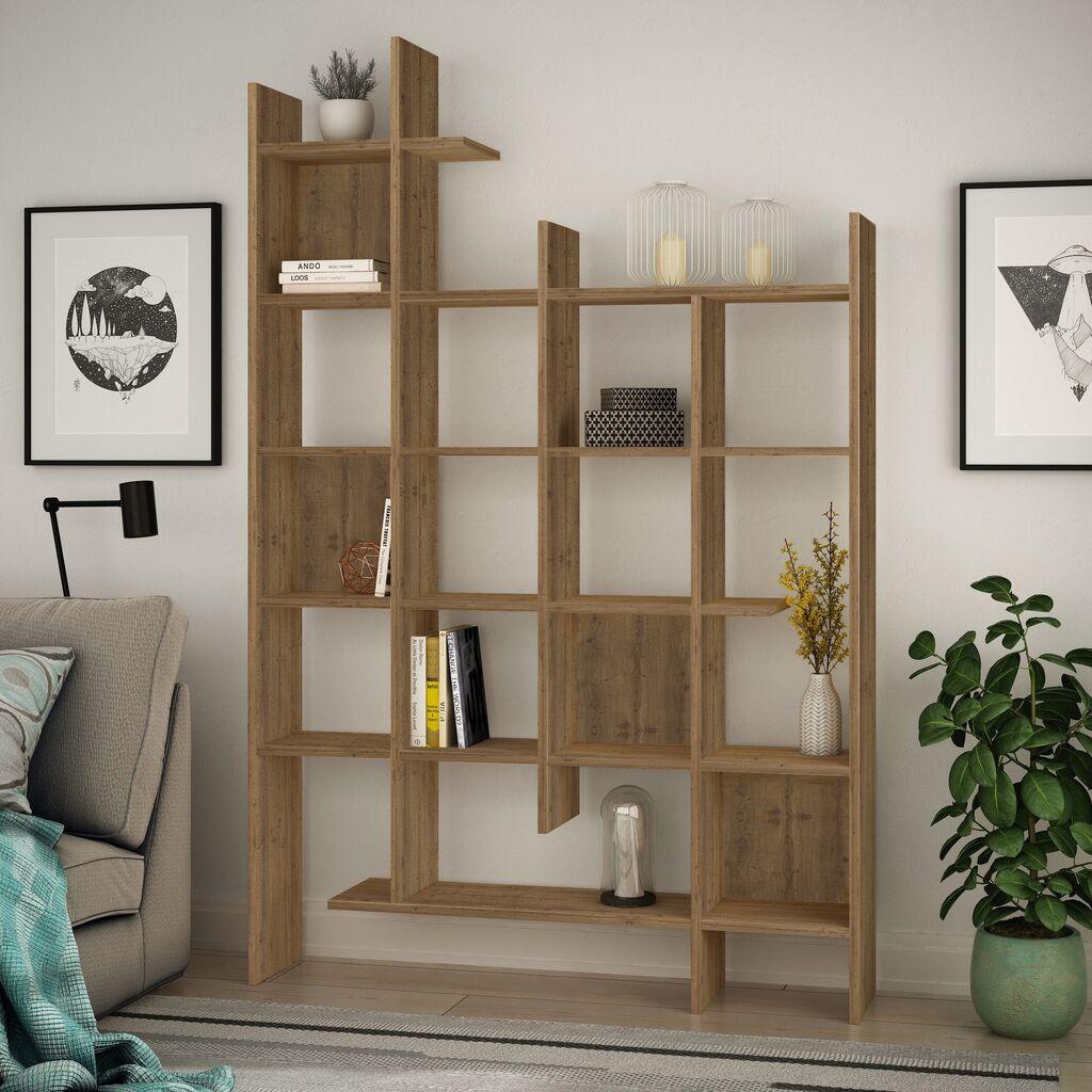 Полица за книги Hanah Home Manco, 122x188x25,5 см, кафеава