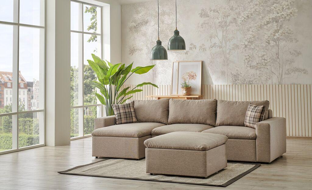 Atelier del Sofa Аголна гарнитура Flov, 145x290x67 cm, крем