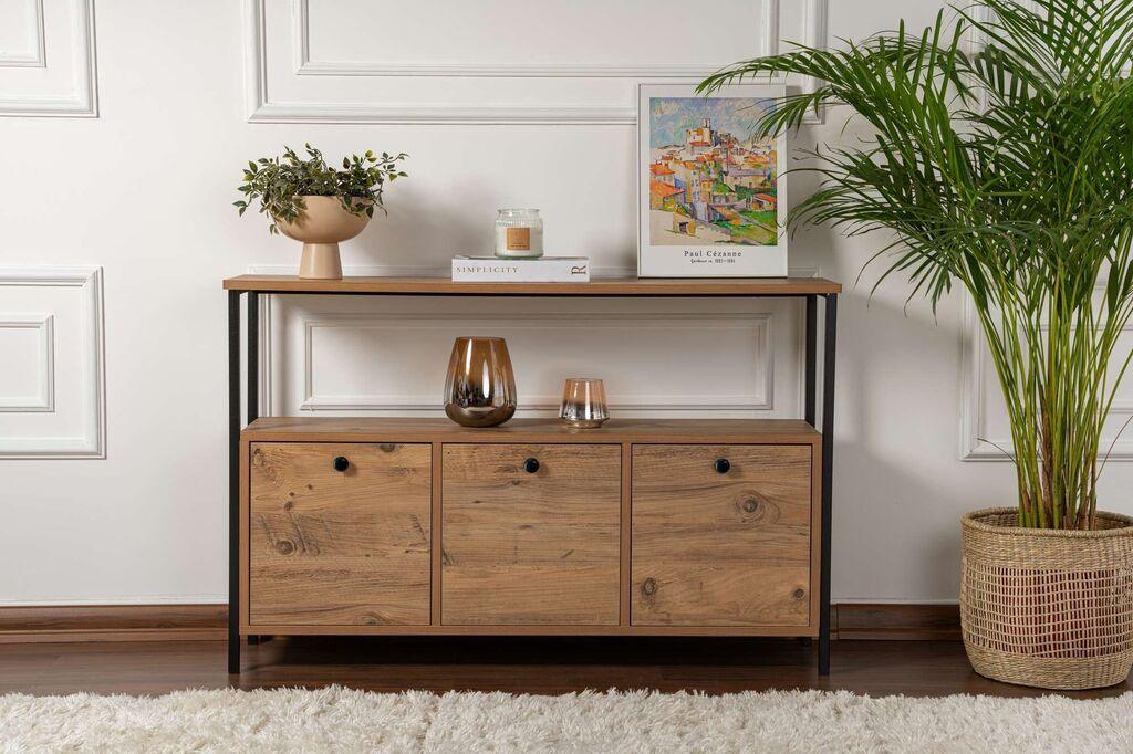 Комода Hanah Home Solace, меламин, 120x77x29.5 см, кафеава