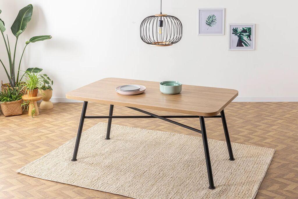 Трпезариска маса Hanah Home Nala 90, 160x90x75 см, кафеава