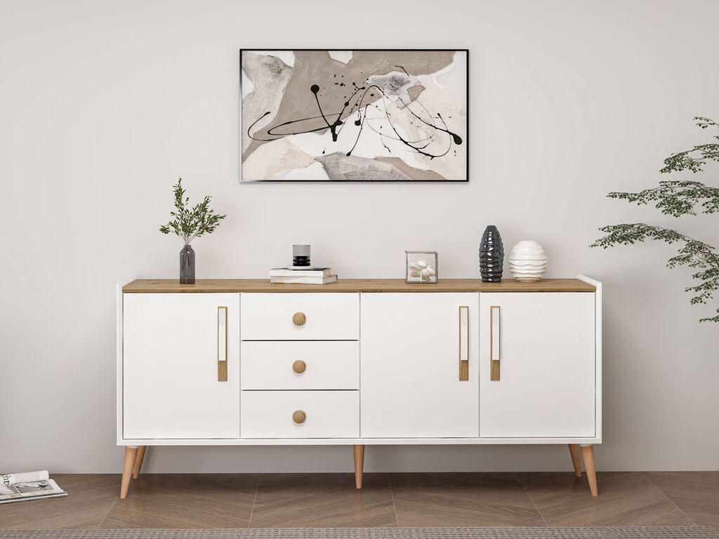 Домашна конзола Hanah Mitra, 180x80x45 см, бела