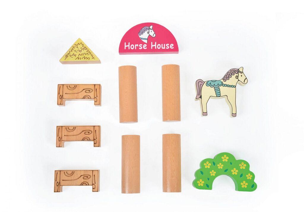 HANAH HOME Drvena igračka Horse House, Šarena, 11 delova