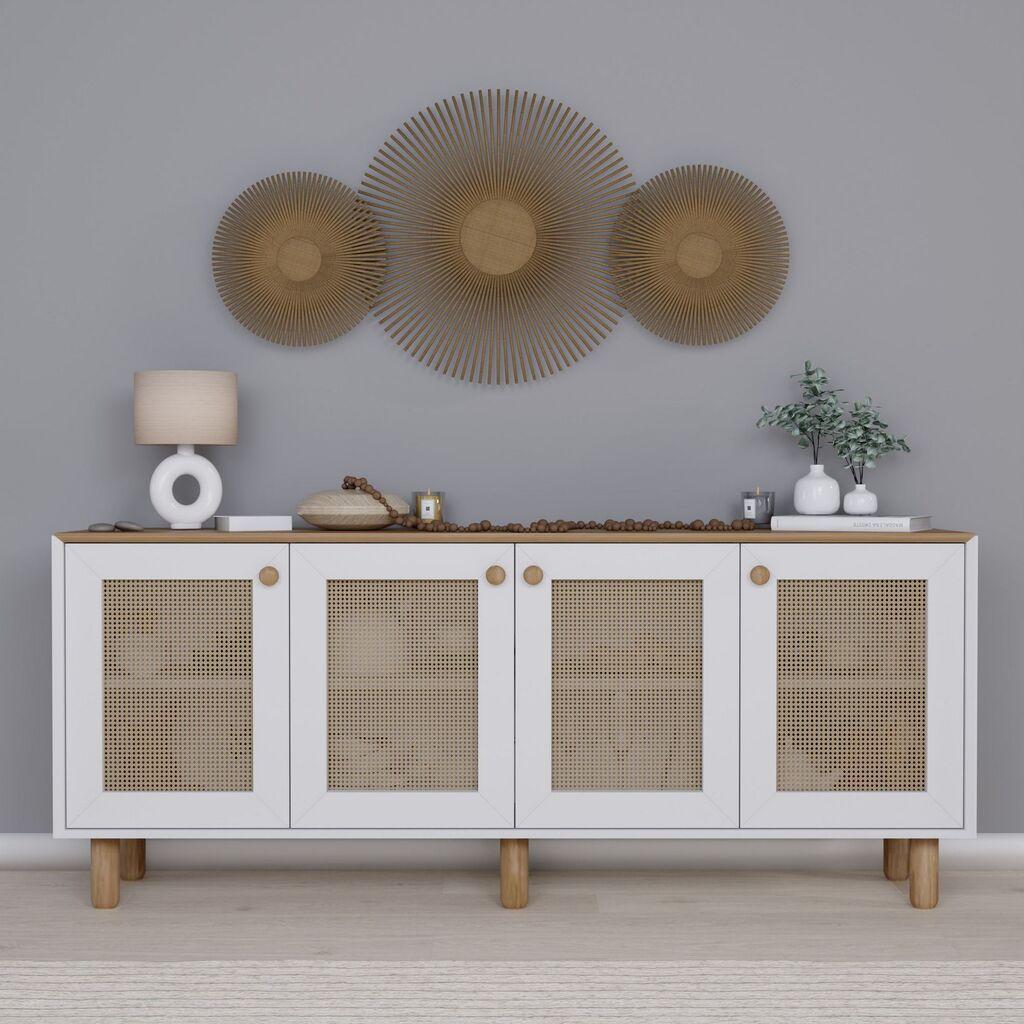Конзолна маса Hanah Home Bohemian 1600-133, 180x75x40 см, оревово-бела